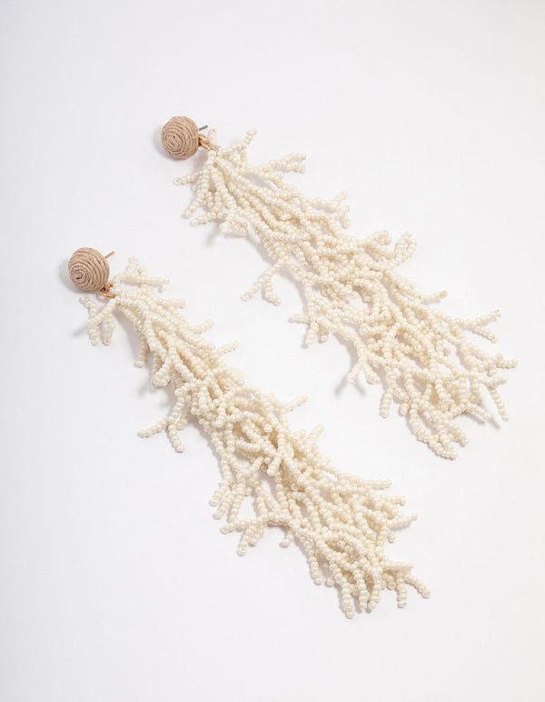 Raffia Sea Coral Drop Earrings