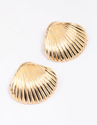 Gold Oversized Shell Stud Earrings - link has visual effect only