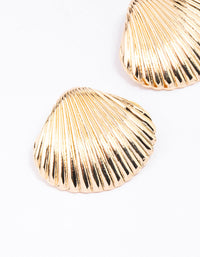 Gold Oversized Shell Stud Earrings - link has visual effect only