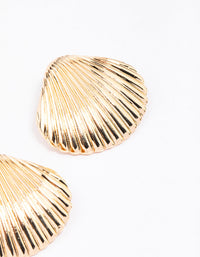 Gold Oversized Shell Stud Earrings - link has visual effect only