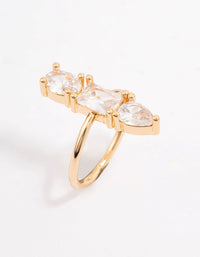 Gold Plated Linear Cubic Zirconia Row Ring - link has visual effect only