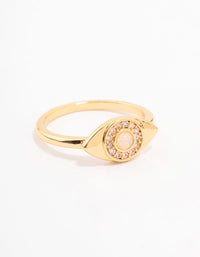 Gold Plated Opulent Cubic Zirconia Evil Eye Ring - link has visual effect only