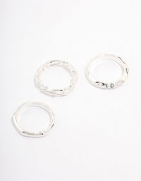 Silver Plated Chain Link Stacking Ring Pack - link has visual effect only