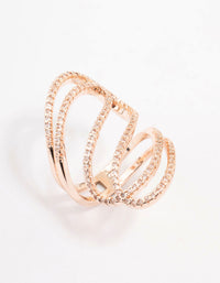 Rose Gold Lovely Ribbon Cubic Zirconia Cocktail Ring - link has visual effect only