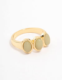 Gold Plated Trio Oval Stone Ring - link has visual effect only