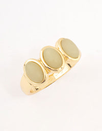 Gold Plated Trio Oval Stone Ring - link has visual effect only