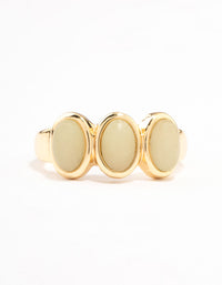 Gold Plated Trio Oval Stone Ring - link has visual effect only