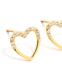 Gold Plated Sterling Silver Heart Stud Earrings - link has visual effect only