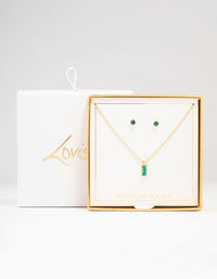 Gold Plated Emerald Baguette Jewellery Set - link has visual effect only