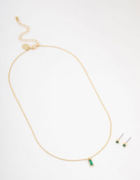 Gold Plated Emerald Baguette Jewellery Set - link has visual effect only