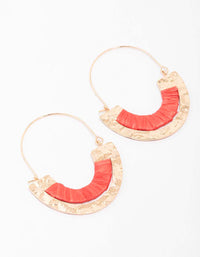 Gold Raffia Wrap Round Hoop Earrings - link has visual effect only