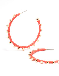 Red Threaded Wrap C-Shaped Hoop Earrings - link has visual effect only