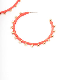 Red Threaded Wrap C-Shaped Hoop Earrings - link has visual effect only