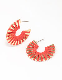 Orange Raffia Wrap Hoop Earrings - link has visual effect only