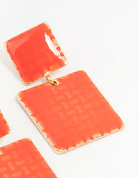 Gold Plated Square 2 Row Drop Earrings - link has visual effect only