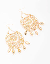 Gold Beaded Filigree Stamp Drop Earrings - link has visual effect only