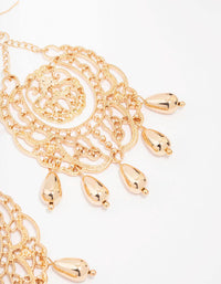 Gold Beaded Filigree Stamp Drop Earrings - link has visual effect only