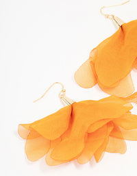 Orange Fabric Layered Petal Drop Earrings - link has visual effect only