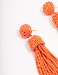 Orange Beaded Layered Fringe Drop Earrings - link has visual effect only