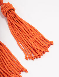 Orange Beaded Layered Fringe Drop Earrings - link has visual effect only