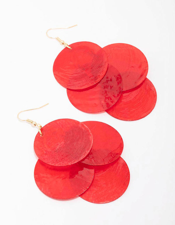 Red Coated Shell Drop Earrings