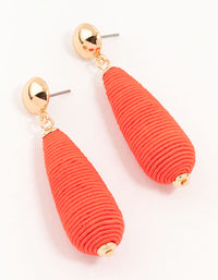 Raffia Wrapped Long Teardrop Earrings - link has visual effect only