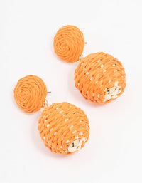 Small Raffia Wrap Ball Drop Earrings - link has visual effect only