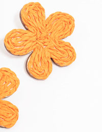 Orange Raffia Wrap Flower Stud Earrings - link has visual effect only