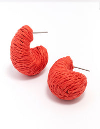 Red Raffia Wrap Teardrop Stud Earrings - link has visual effect only