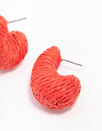 Red Raffia Wrap Teardrop Stud Earrings - link has visual effect only