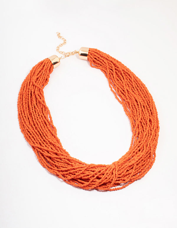 Orange Layered Beaded Necklace