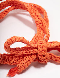 Orange Raffia Flower Choker Necklace - link has visual effect only