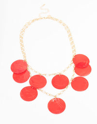 Gold & Red Circular Layered Disc Necklace - link has visual effect only