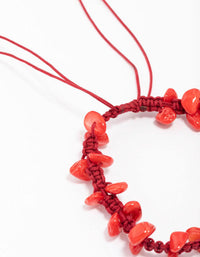 Red Mixed Bead Adjustable Cord Bracelet - link has visual effect only