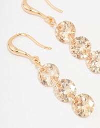 Gold Cubic Zirconia Triple Row Hook Earrings - link has visual effect only