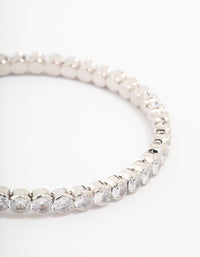 Rhodium Cubic Zirconia Round Stone Bracelet - link has visual effect only