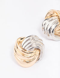 Two-Toned Swirling Knotted Stud Earrings - link has visual effect only