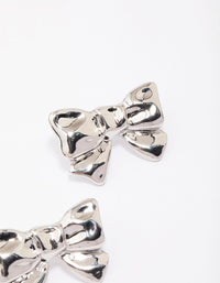 Silver Molten Bow Stud Earrings - link has visual effect only