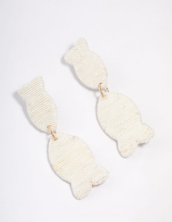 Raffia Texture Double Fish Drop Earrings