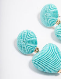 Blue Raffia Wrapped Heart Drop Earrings - link has visual effect only