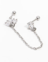 Surgical Steel Marquise and Chain Double Barbell - link has visual effect only