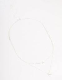 Silver Half Moon Star Double Layered Necklace - link has visual effect only