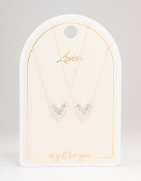 Silver Abstract Heart Diamante Necklace Pack - link has visual effect only