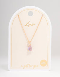 Gold Pear Acrylic Lilac Stone Pendant Necklace - link has visual effect only