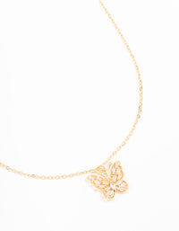 Gold Butterfly Rectangular Diamante Necklace - link has visual effect only