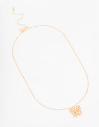 Gold Butterfly Rectangular Diamante Necklace - link has visual effect only