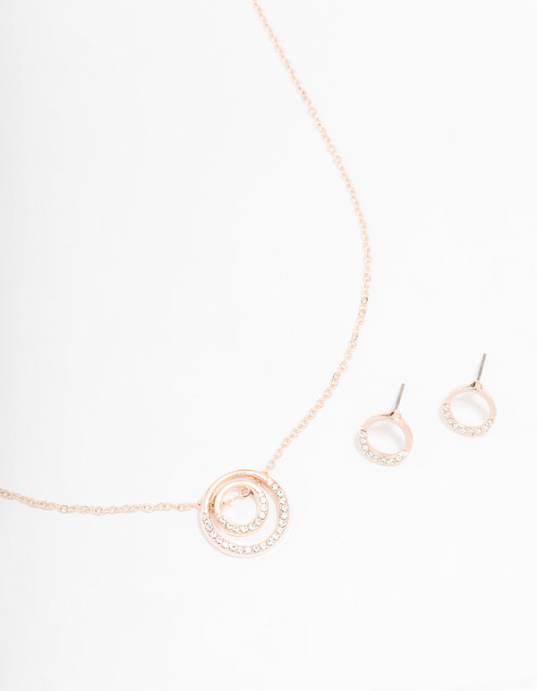 Rose Gold Double Open Circle Jewellery Set