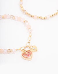 Gold Heart Charm Beaded Bracelet - link has visual effect only