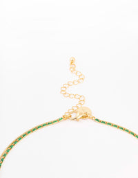 Gold Plated Cubic Zirconia Emerald Baguette Dainty Layered Necklace - link has visual effect only