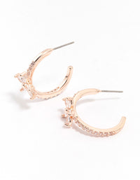 Rose Gold Diamante Flower Hoop Earrings - link has visual effect only